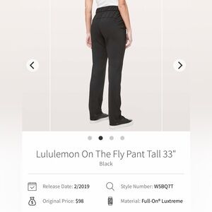 Lululemon On The Fly Black Pants